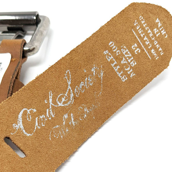 Civil Society Belt Mens 32 Brown Leather Western Large Silver Buckle - Picture 9 of 9